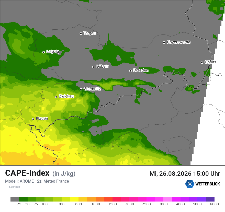 Modellkarte AROME – cape – sn