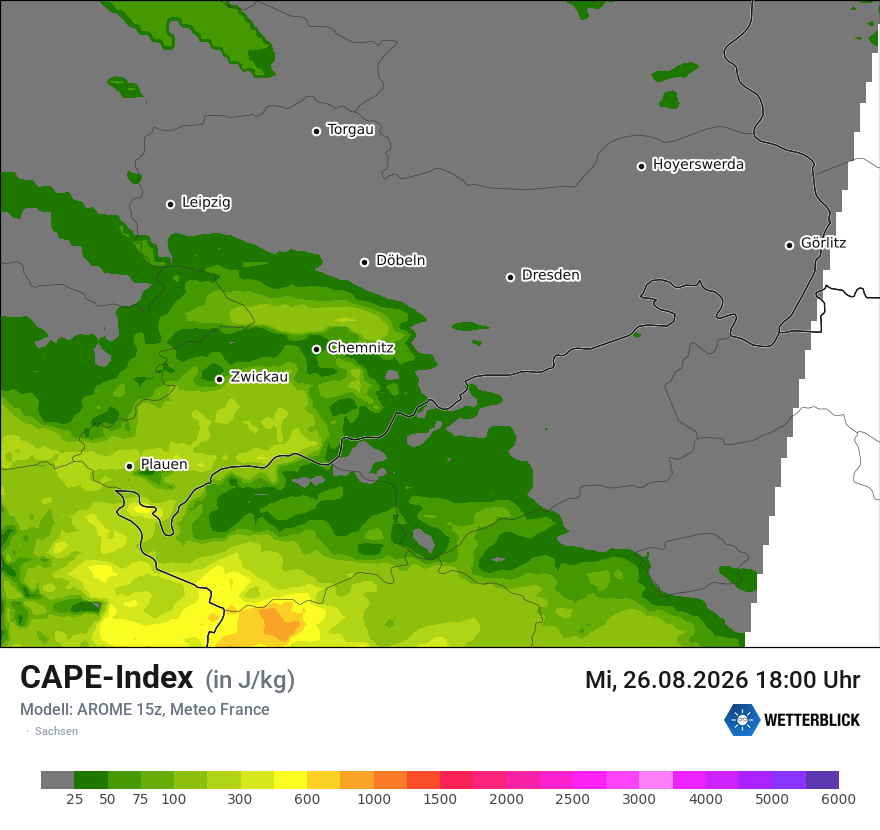 Modellkarte AROME – cape – sn