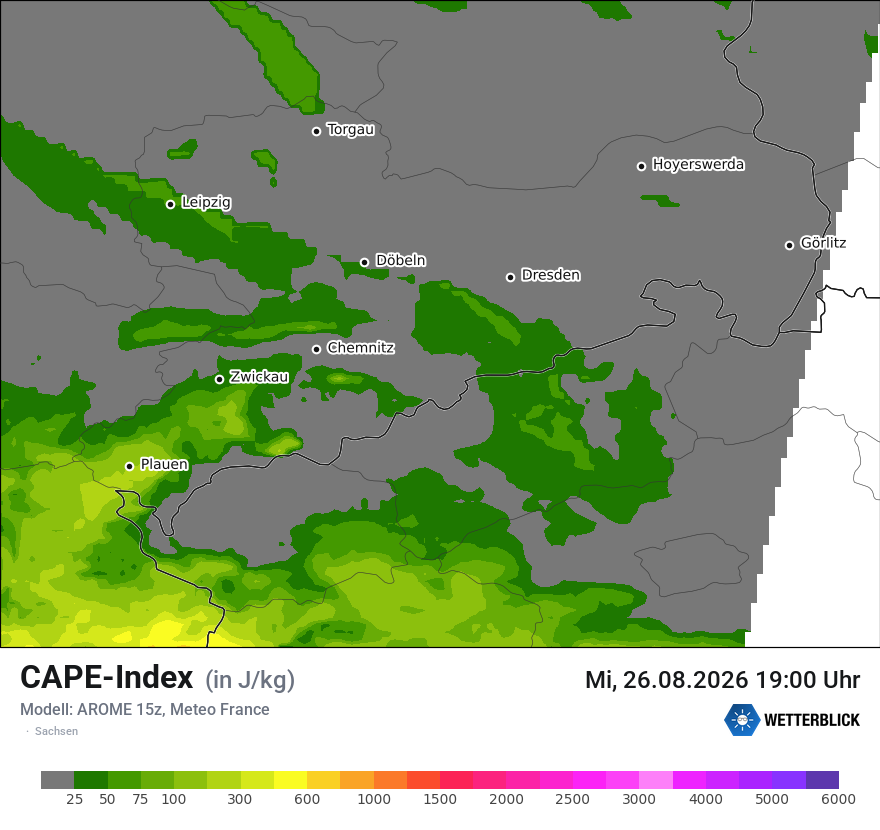 Modellkarte AROME – cape – sn