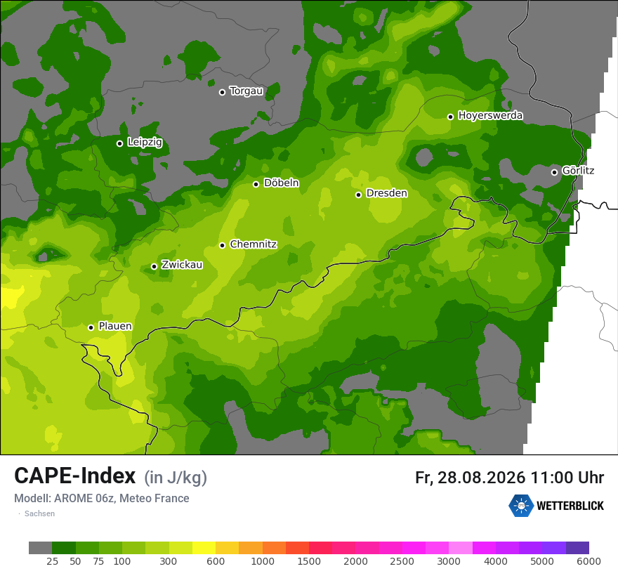 Modellkarte AROME – cape – sn
