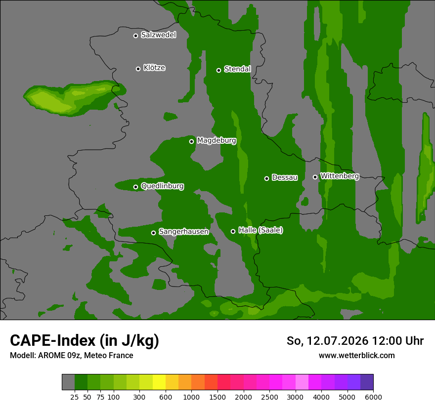 Modellkarte AROME – cape – st