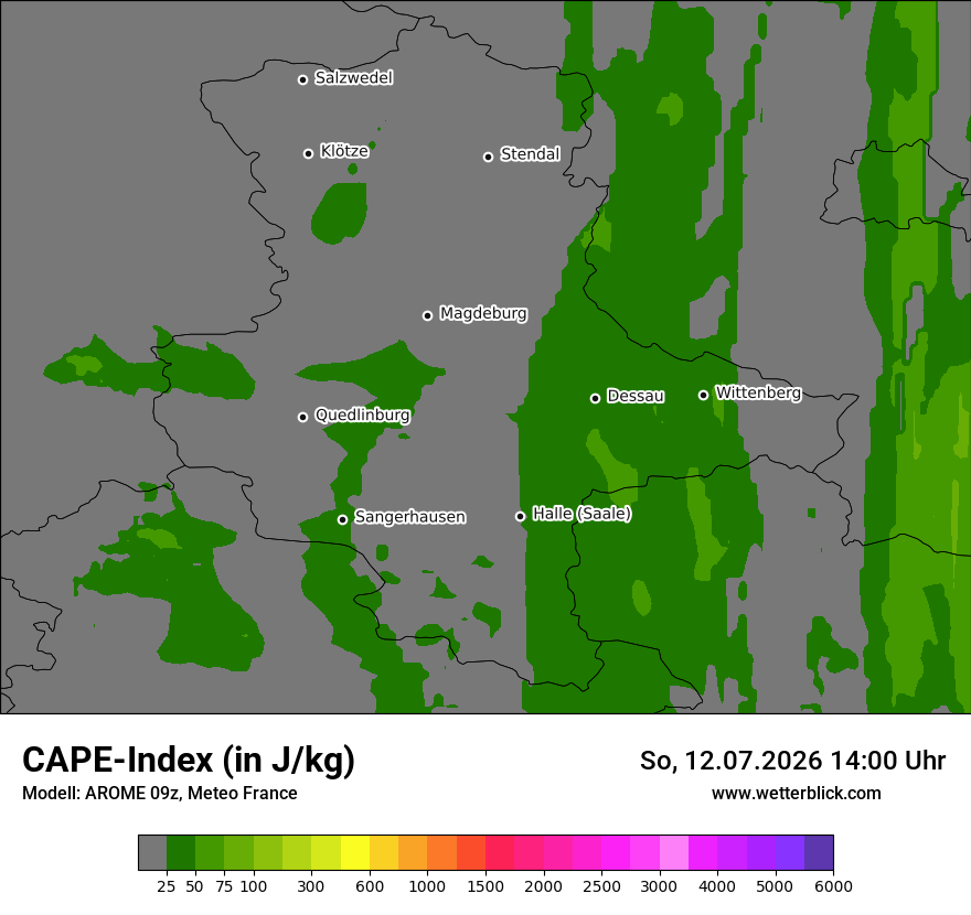 Modellkarte AROME – cape – st