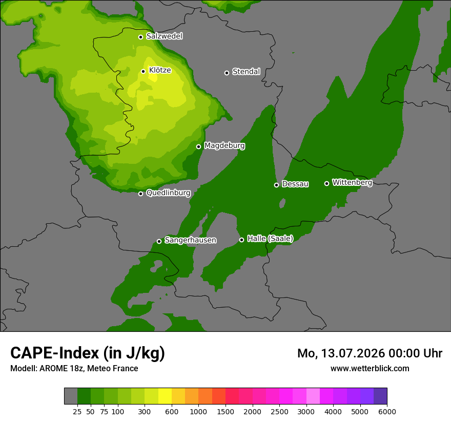 Modellkarte AROME – cape – st