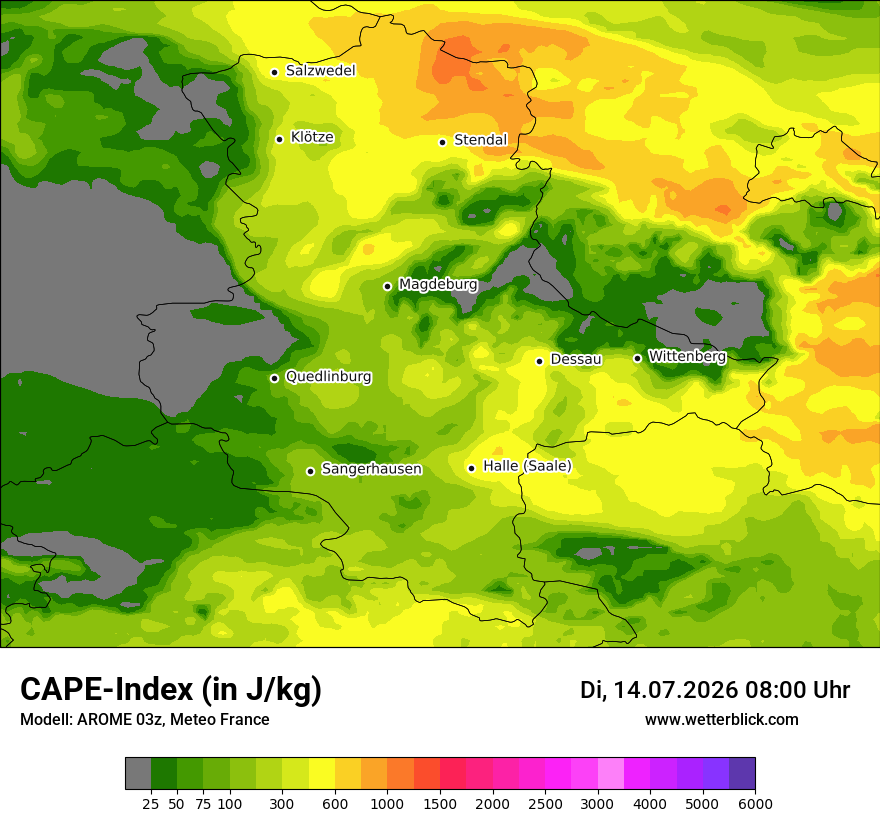 Modellkarte AROME – cape – st