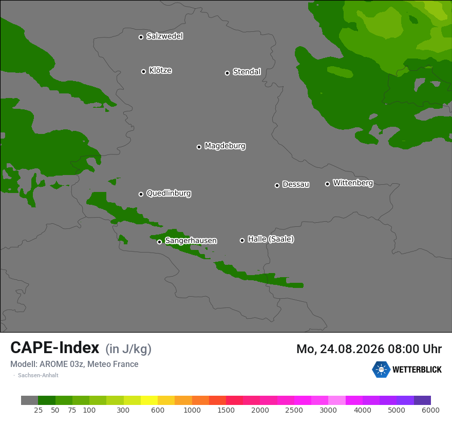 Modellkarte AROME – cape – st