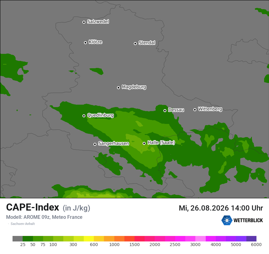 Modellkarte AROME – cape – st