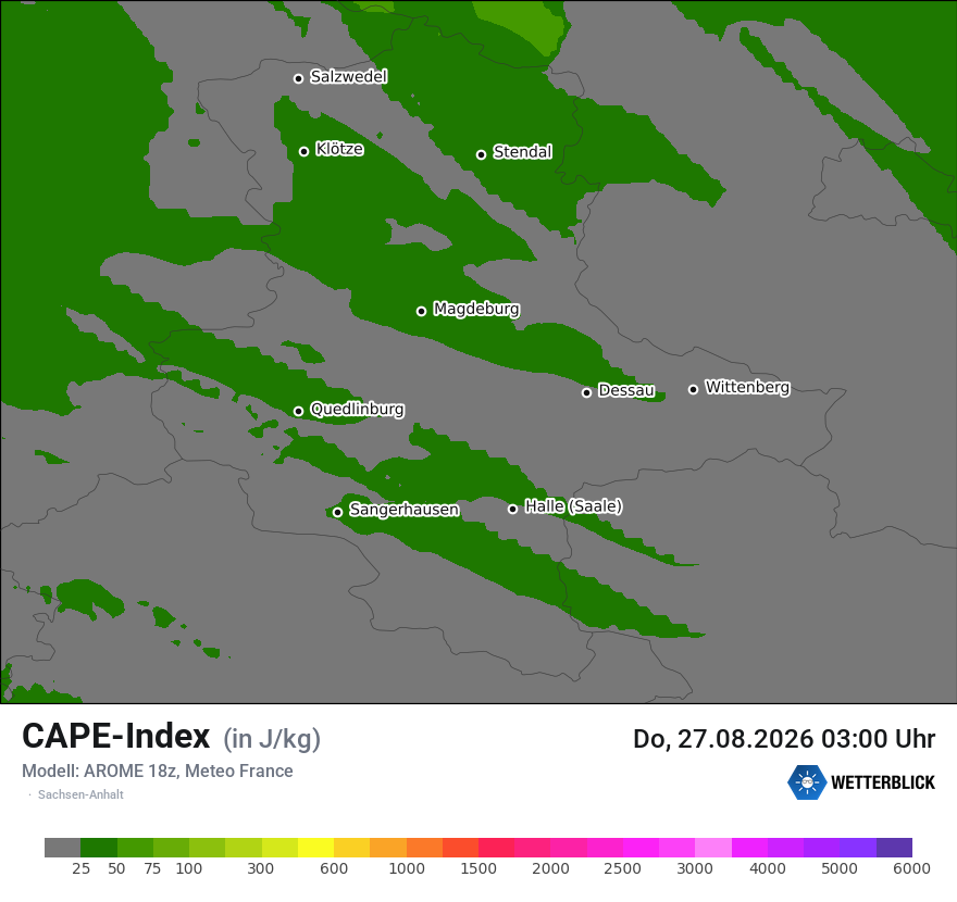 Modellkarte AROME – cape – st