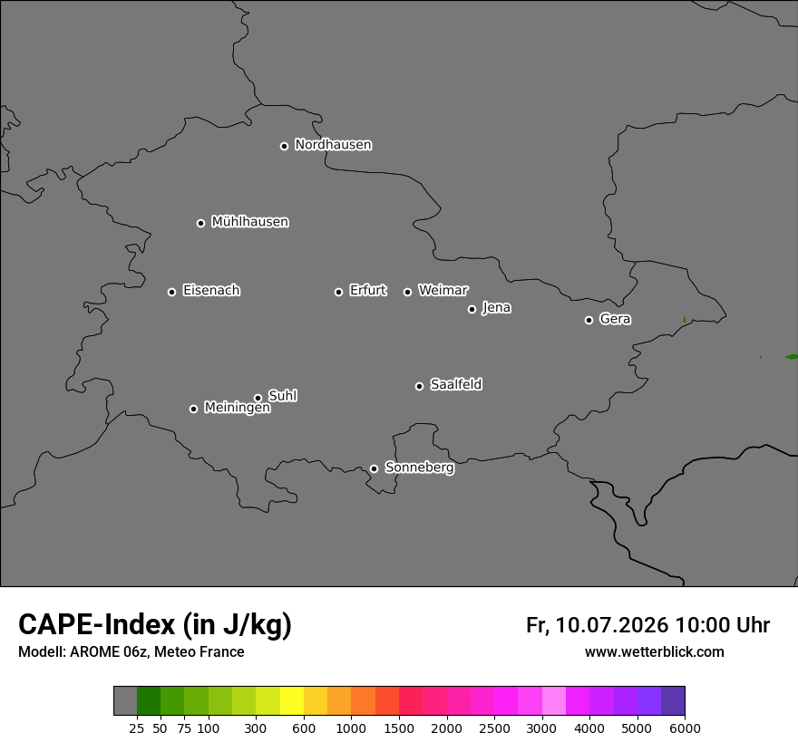 Modellkarte AROME – cape – th