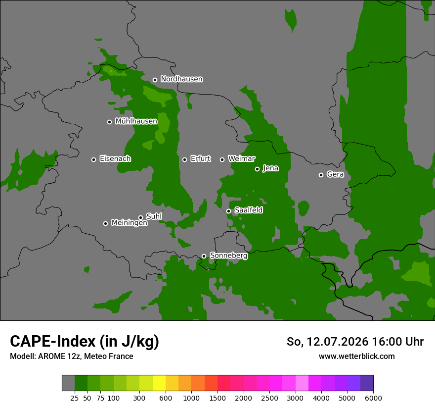 Modellkarte AROME – cape – th