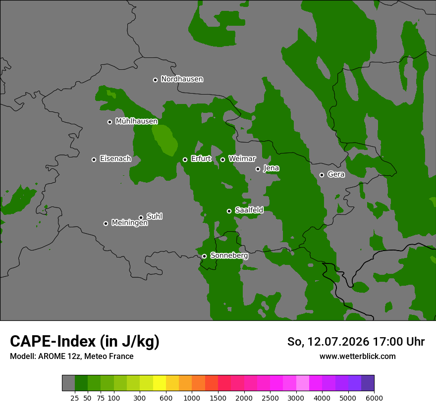 Modellkarte AROME – cape – th