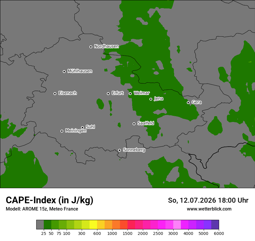 Modellkarte AROME – cape – th