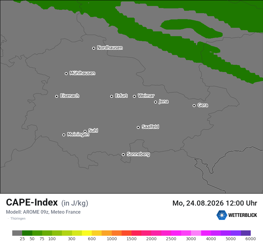 Modellkarte AROME – cape – th