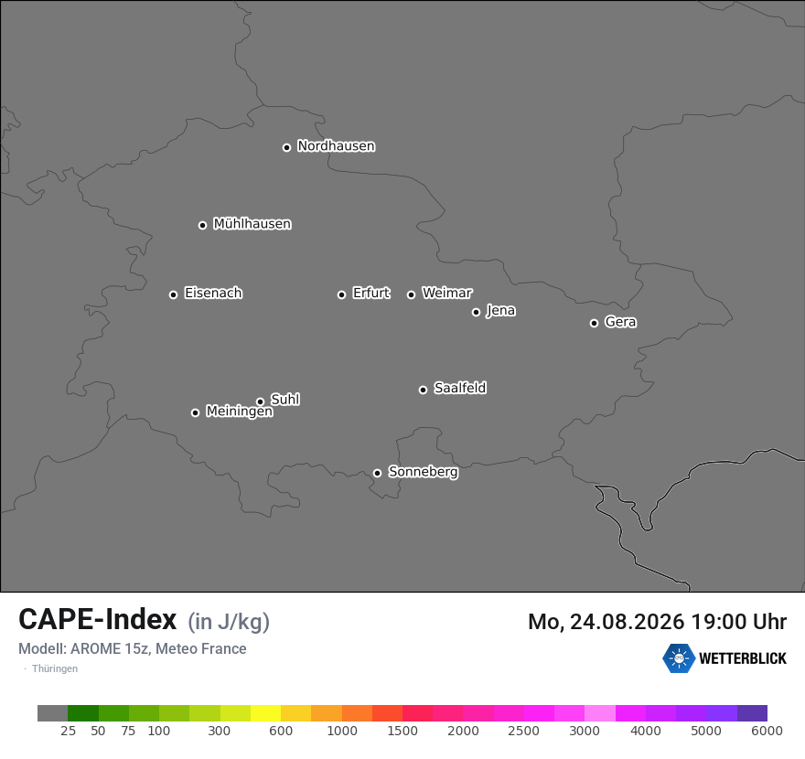 Modellkarte AROME – cape – th