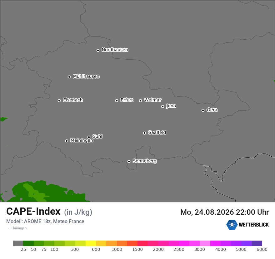 Modellkarte AROME – cape – th