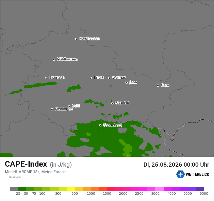 Modellkarte AROME – cape – th