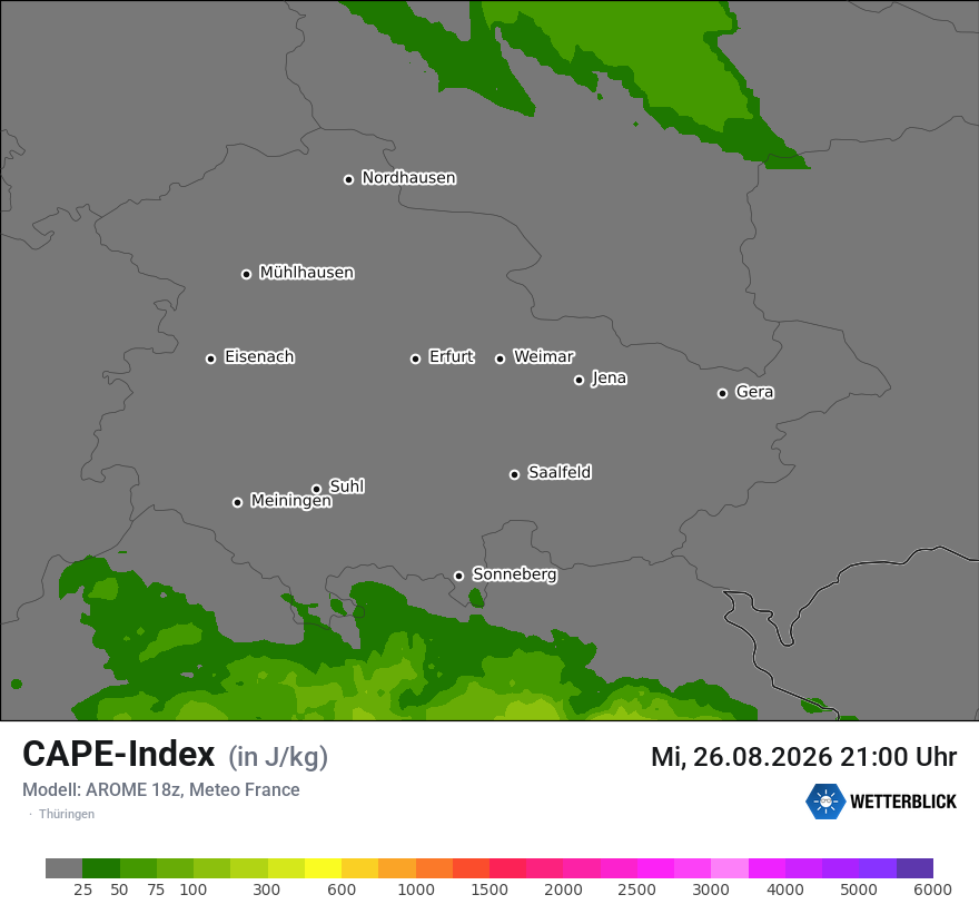 Modellkarte AROME – cape – th