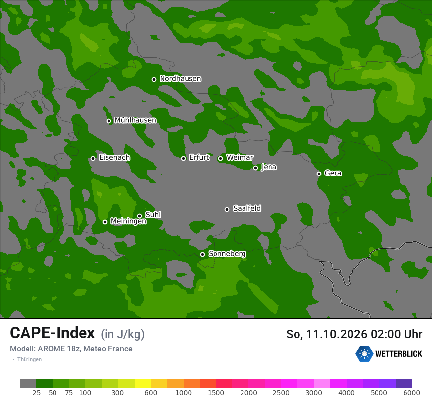 Modellkarte AROME – cape – th
