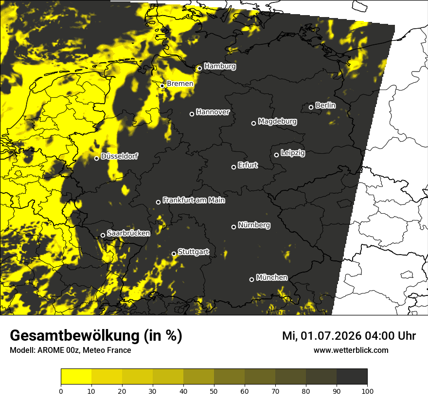 Modellkarte AROME – clct – deutschland