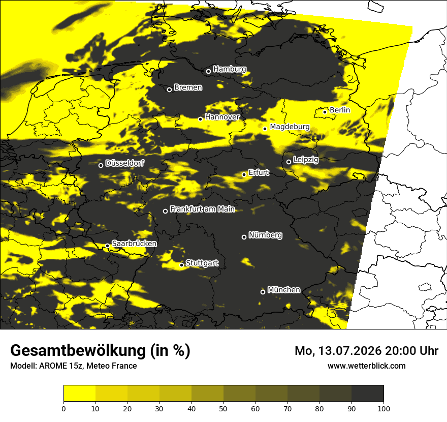 Modellkarte AROME – clct – deutschland