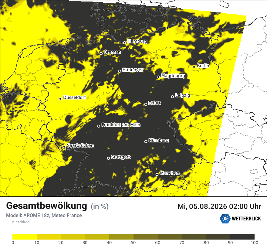 Modellkarte AROME – clct – deutschland