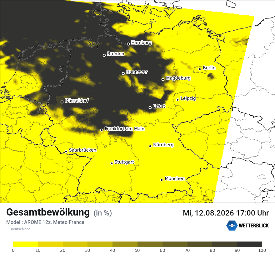 Modellkarte AROME – clct – deutschland