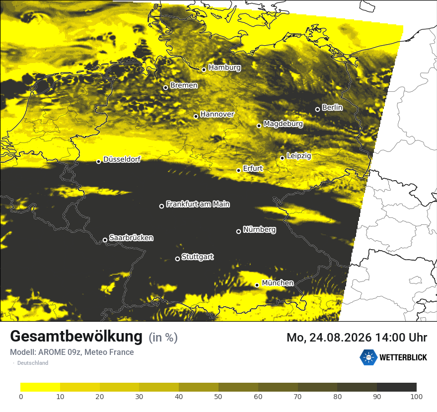 Modellkarte AROME – clct – deutschland