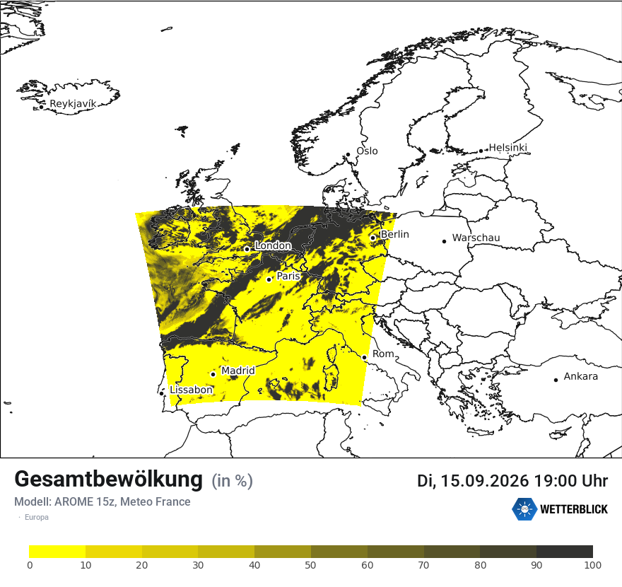 Modellkarte AROME – clct – europa