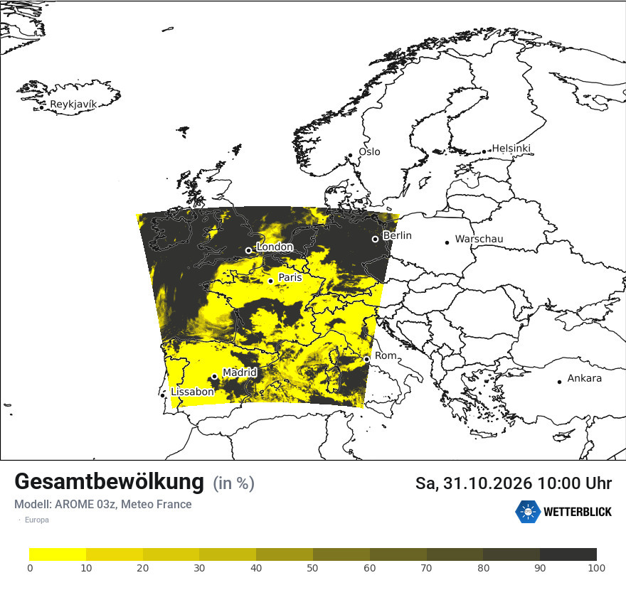 Modellkarte AROME – clct – europa