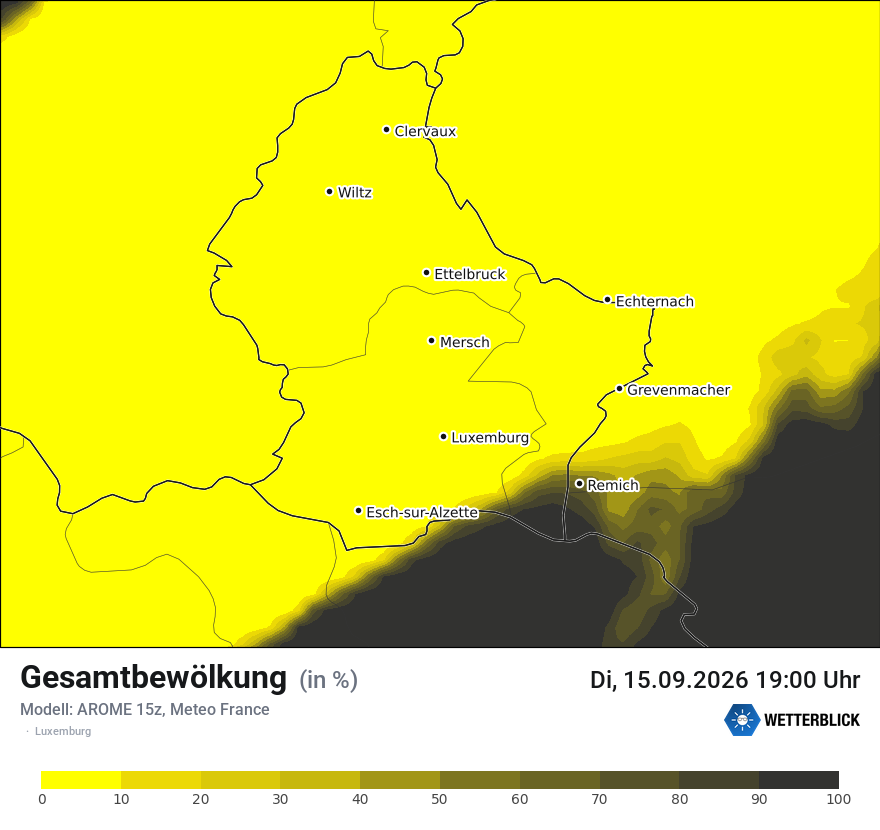 Modellkarte AROME – clct – luxemburg