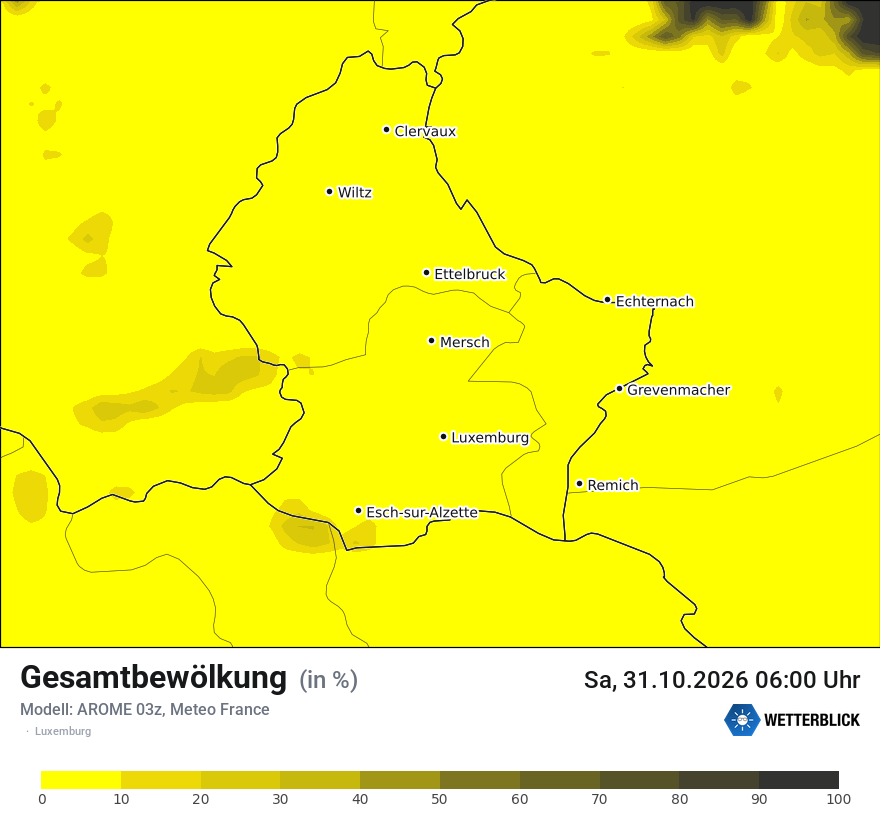 Modellkarte AROME – clct – luxemburg