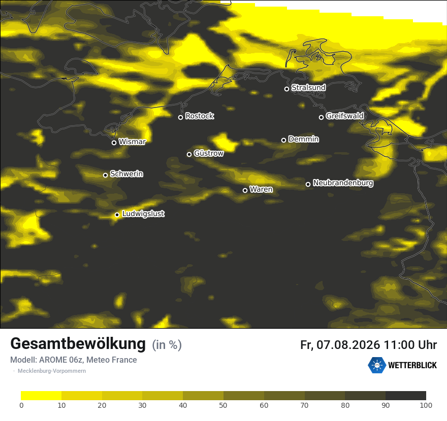 Modellkarte AROME – clct – mv
