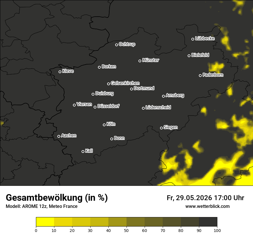 Modellkarte AROME – clct – nrw