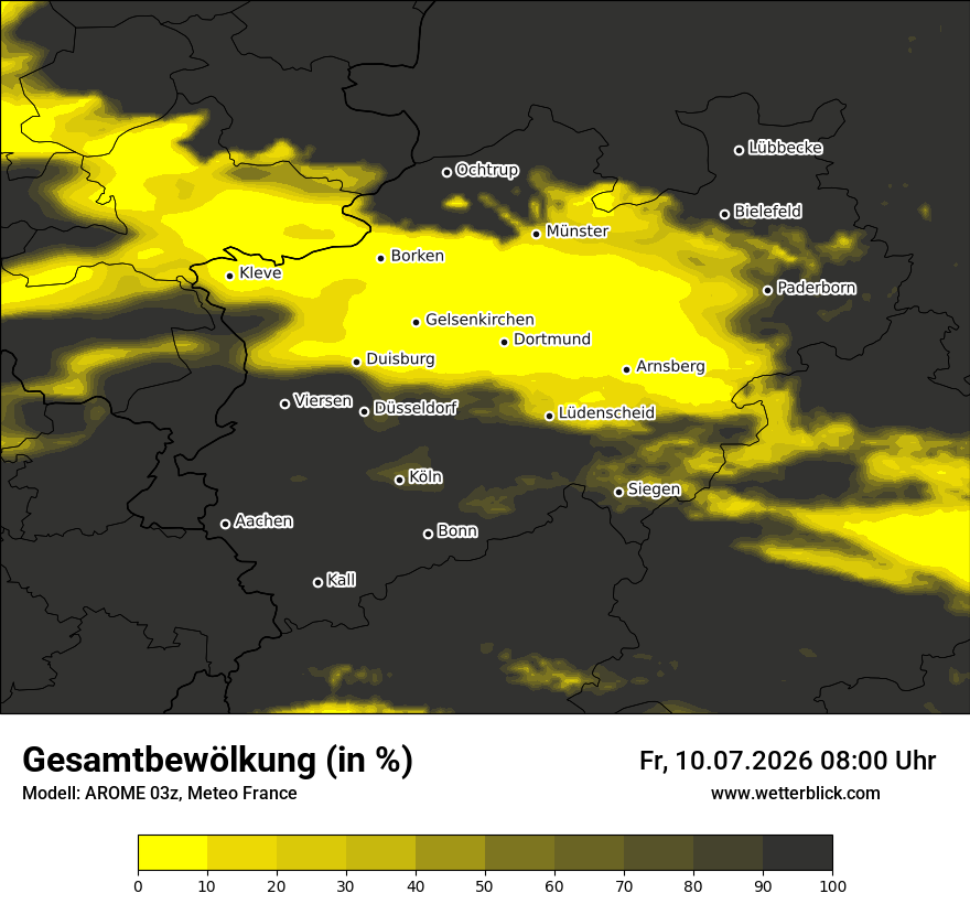 Modellkarte AROME – clct – nrw