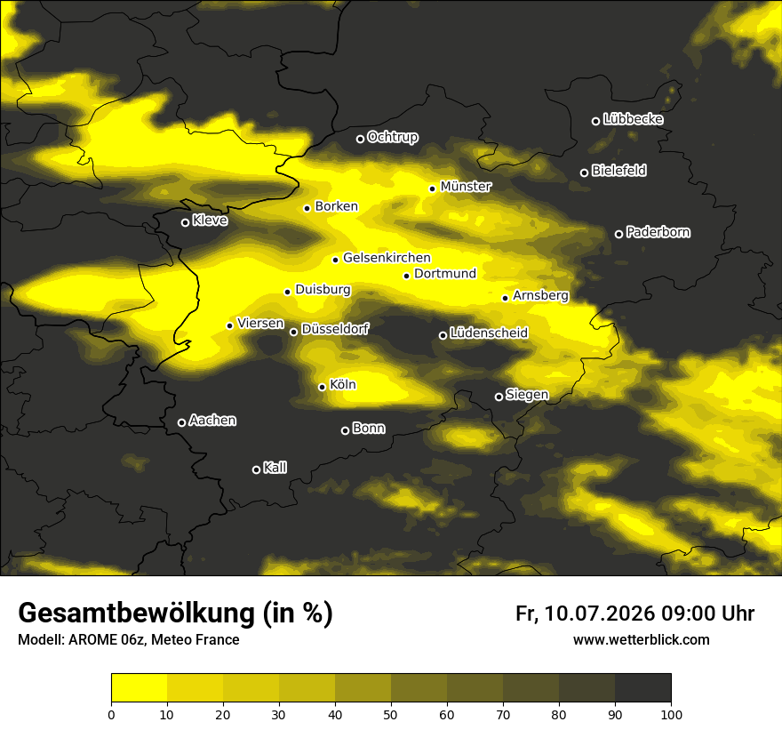 Modellkarte AROME – clct – nrw