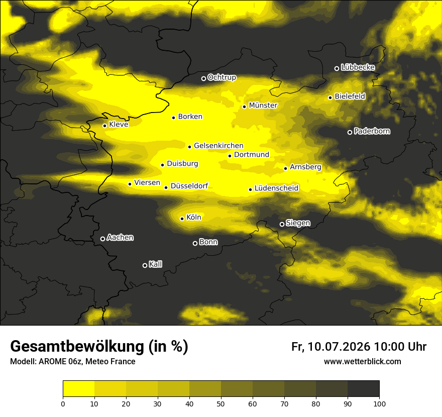 Modellkarte AROME – clct – nrw