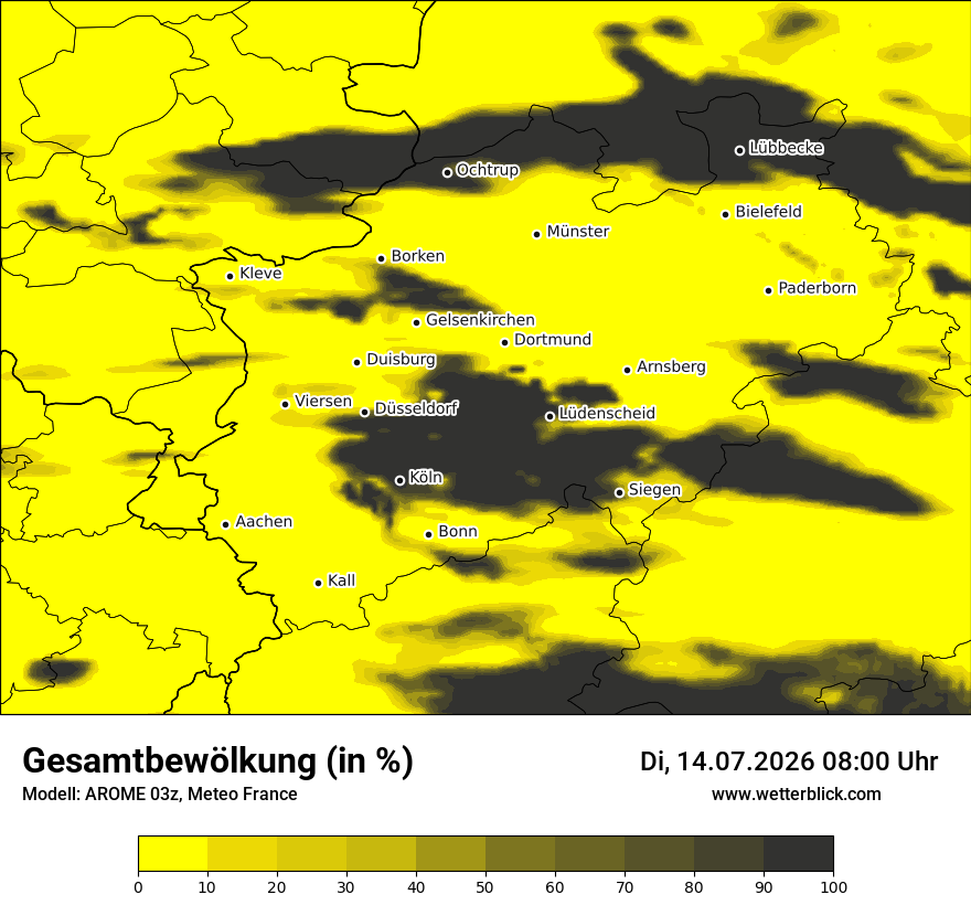 Modellkarte AROME – clct – nrw