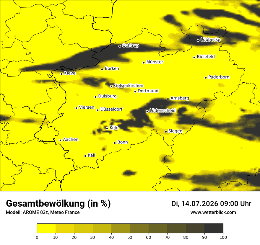 Modellkarte AROME – clct – nrw