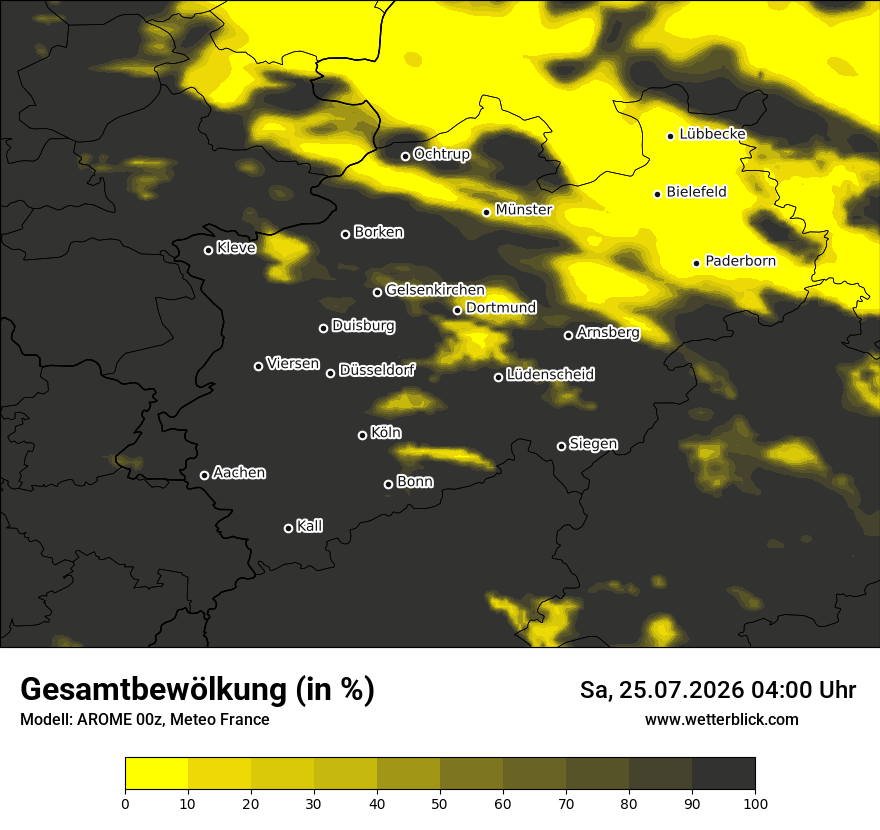 Modellkarte AROME – clct – nrw