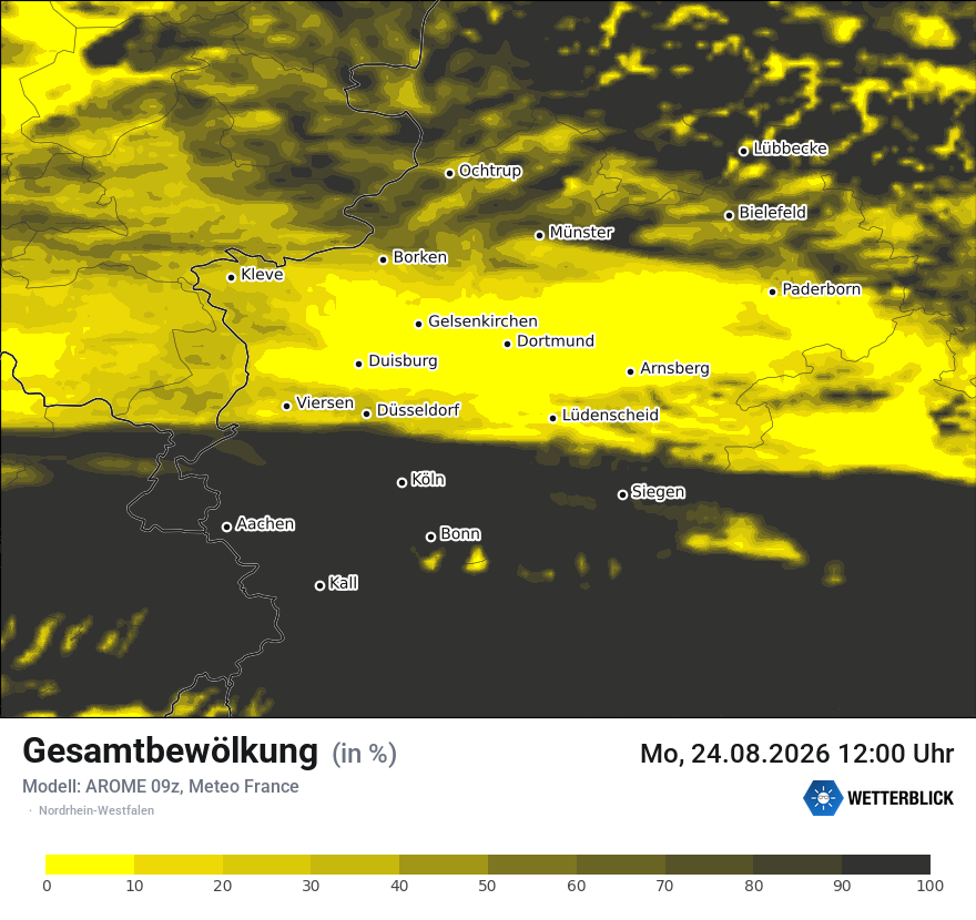 Modellkarte AROME – clct – nrw