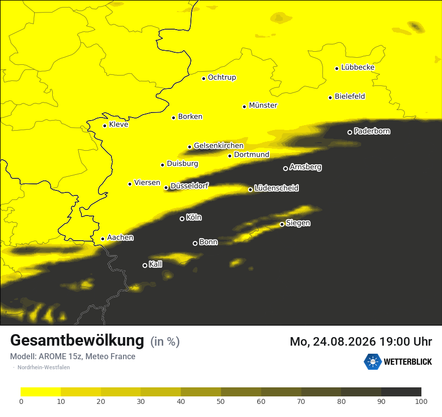 Modellkarte AROME – clct – nrw