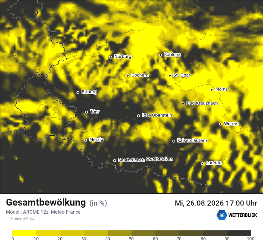 Modellkarte AROME – clct – rp