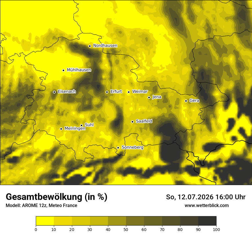Modellkarte AROME – clct – th