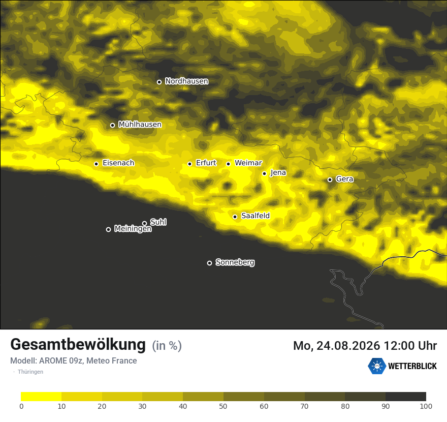 Modellkarte AROME – clct – th