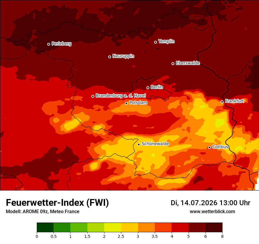 Modellkarte AROME – fwi – bb