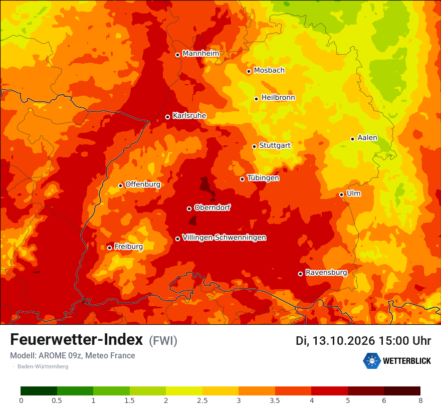Modellkarte AROME – fwi – bw