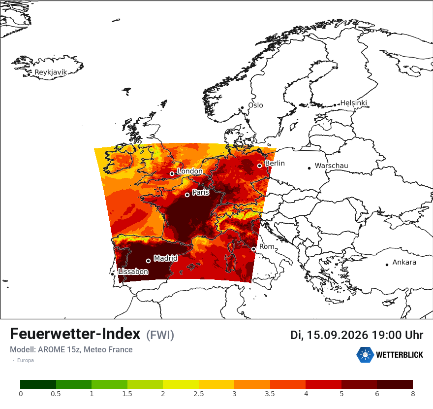 Modellkarte AROME – fwi – europa