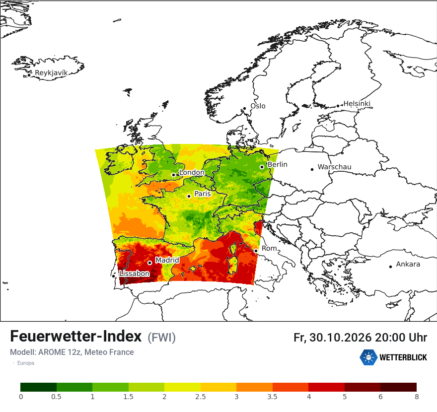 Modellkarte AROME – fwi – europa