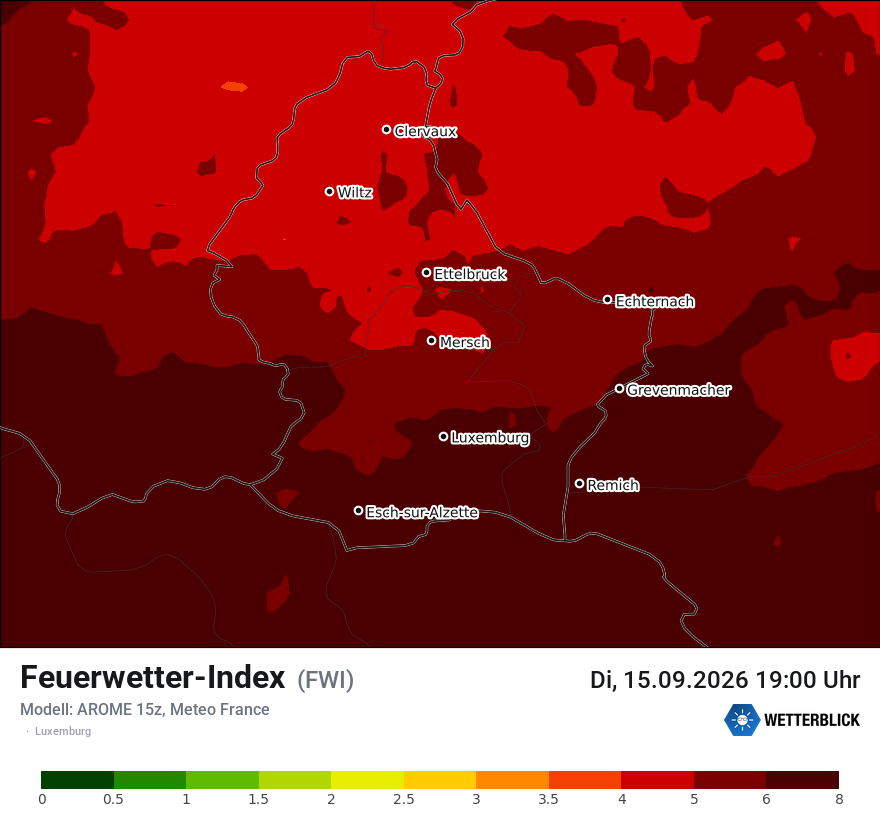 Modellkarte AROME – fwi – luxemburg