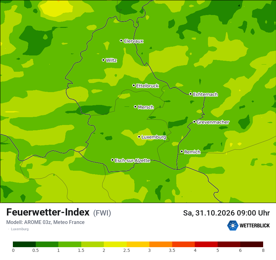 Modellkarte AROME – fwi – luxemburg