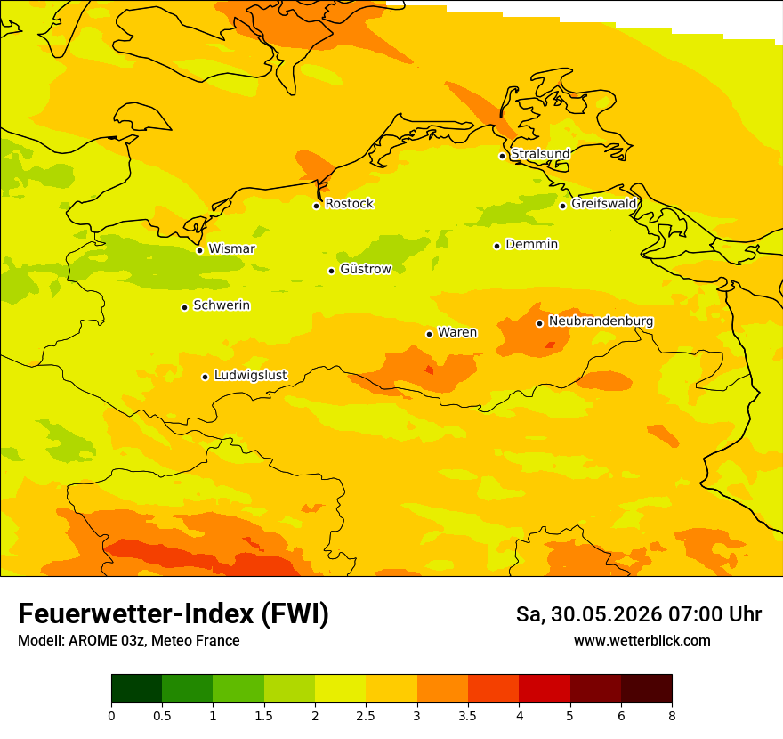 Modellkarte AROME – fwi – mv